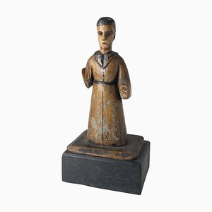 Spanische Santos Figur aus geschnitztem Holz, 19. Jh.
