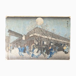 Utagawa Hiroshige, Cherry Blossoms at Night, 1800s, Woodblock Print