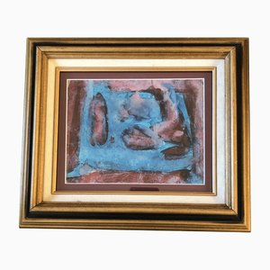 Abstract Composition, 1970s, Painting on Paper, Framed