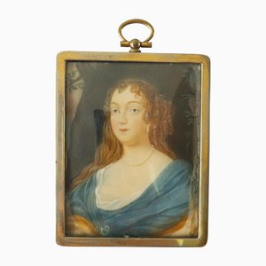 After Peter Lely, Lady in Blue, 19th Century, Watercolor Painting