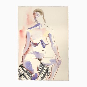 Desnudo femenino abstracto, años 70, Acuarela sobre papel