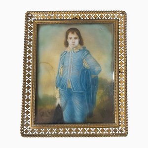 After Thomas Gainsborough, Blue Boy, Aquarell Portrait, gerahmt