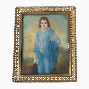 Después de Thomas Gainsborough, Blue Boy, retrato de acuarela, enmarcado