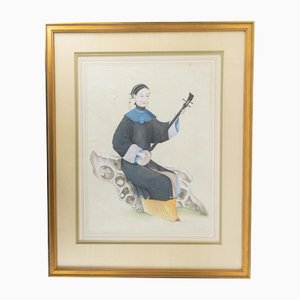 Artiste Exportateur Chinois, Portrait, 1800s, Aquarelle sur Papier