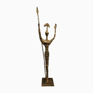 Figura femminile vintage in bronzo dorato