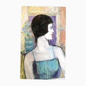 EJ Hartmann, Female Portrait, 1970s, Peinture sur Noyau en Mousse