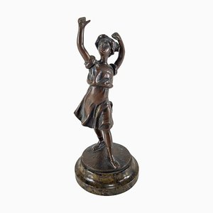 Scultura figurativa in bronzo di Ballerina dell'inizio del XX secolo di Klemens