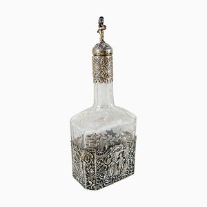 Carafe en Argent et Verre Gravé, Allemagne, 19ème Siècle