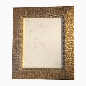 Female Nude, 1980s, Ink Drawing, Framed