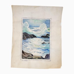 Paul Swan, Rocky Seascape, 1950s, Aquarelle sur Papier