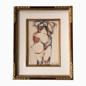 Female Nude, 1950s, Paint on Paper, Framed