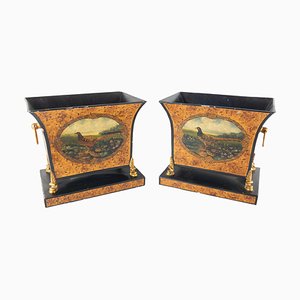 Late 20th Century Tole Painted Planters, Set of 2