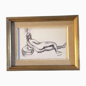 Desnudo femenino abstracto modernista, años 50, Pintura, Enmarcado