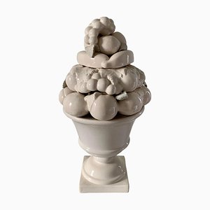 Mid 20th Century White Glazed Ceramic Fruit Topiary