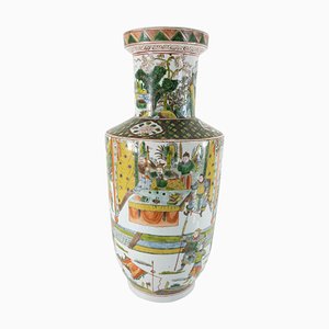 Chinese Chinoiserie Green Famille Verte Warrior Vase