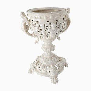 Italian Neoclassical White Ceramic Fern Planter
