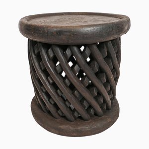 Vintage Basket Weave Bamileke Stool