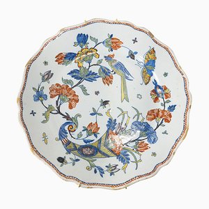 French Decorative Polychrome Delft Faience Plate