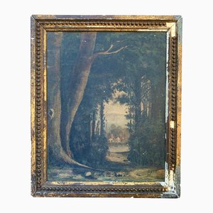Paesaggio boschivo, fine XIX secolo, olio su tela