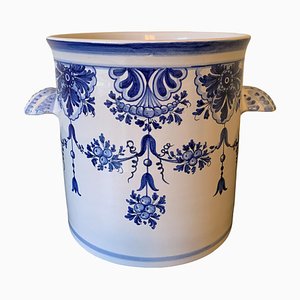 Cubitera italiana de porcelana azul y blanca pintada a mano