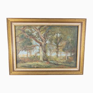 Ernest Meyer, Paysage Impressionniste Américain, Début Du 20e Siècle, Peinture Sur Carton