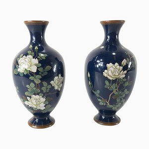 Late 19th Century Japanese Cloisonne Enamel Vases, Set of 2