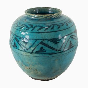 Antique Turquoise Blue Glazed Jar