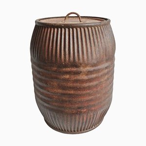 Vintage India Iron Grain Barrel