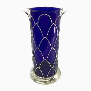Vase Vintage en Verre de Murano Bleu de Cleto Munari, Italie, 1980s