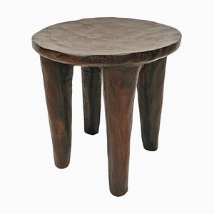 Table d'Appoint Ronde Vintage en Bois de Guinée