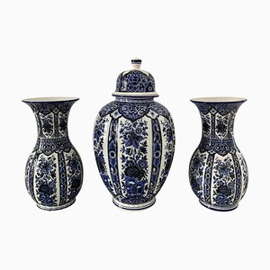 Vases et Bocaux en Porcelaine Bleue et Blanche de Ardalt Blue Delfia, Italie, Set de 3