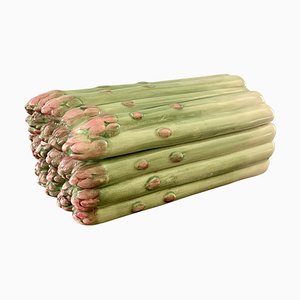 Majolica Ceramic Trompe Loeil Asparagus Covered Box