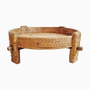 Mid 20th Century Vintage Chakki Grinder Wood Table