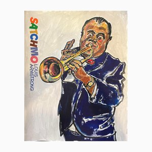 EJ Hartmann, Portrait Moderniste de Louis Armstrong, 2000s, Peinture sur Papier