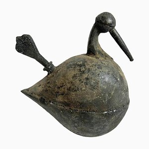 Antique India Bronze Bird Oil Pot