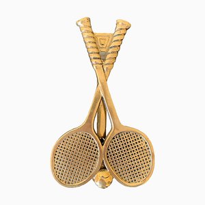 Heurtoir de Porte Double Raquette de Tennis Vintage en Laiton Coulé