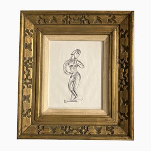 Female Nude, 1970s, Linen on Paper, Framed