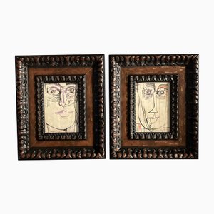 Vivian Steinberg, Untitled, 1970s, Ink on Paper, Framed, Set of 2