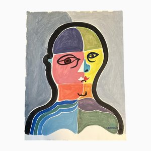 EJ Hartmann, Großes Abstraktes Porträt, 2000er, Farbe auf Papier