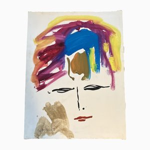 EJ Hartmann, Portrait de Femme Pop Art, 1960s, Peinture sur Papier