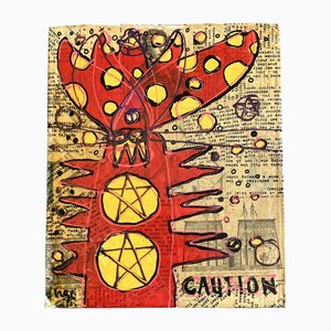 Wayne Cunningham, Caution, Années 2000, Peinture sur Papier