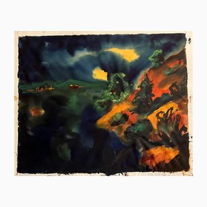 Abstrakte Landschaft, 1960er, Aquarell auf Papier