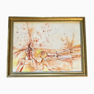 Keith Martin, Abstract Surreal Landscape, Watercolor, 1970s, Framed