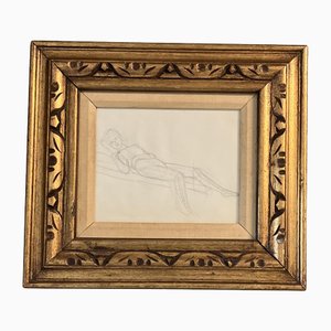 Abstract Expressionist Study, Pencil Drawing, 1920s, Framed