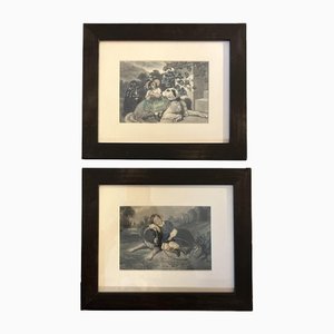 Engravings of Children with Dogs, 1950s, Set of 2