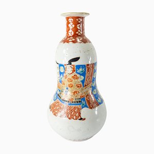 Vase Double Gourde Kutani Antique en Porcelaine, Japon