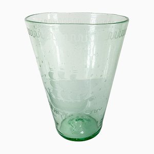 Bicchiere antico georgiano in vetro soffiato e inciso
