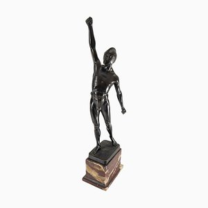 Figura Olimpica Art Deco in bronzo di Otto Schmidt Hofer