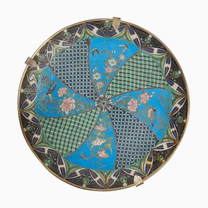 Antiker japanischer Wandteller aus Cloisonne-Emaille