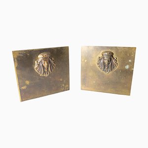 Art Deco Kunsthandwerk, Frühes 20. Jh., Vergoldete Bronze Buchstützen, 2er Set